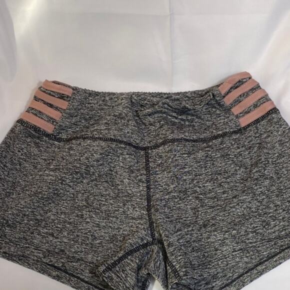 Always Heathered Activewear Gray Shorts SMALL Black Flat Front Stripe Detail - Picture 2 of 7
